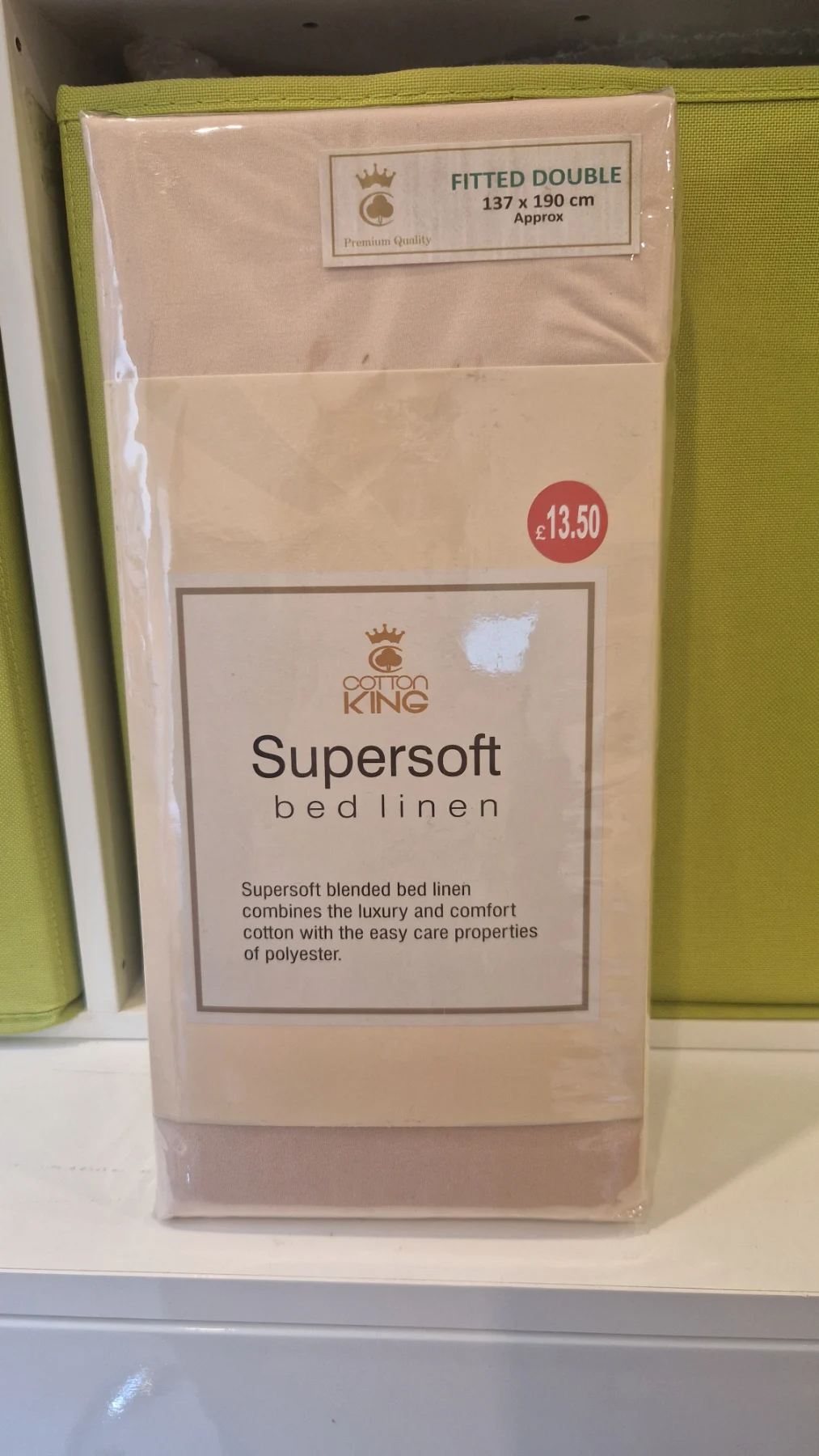 Fitted Double Size Supersoft Beige Fitted Sheet by Cotton King