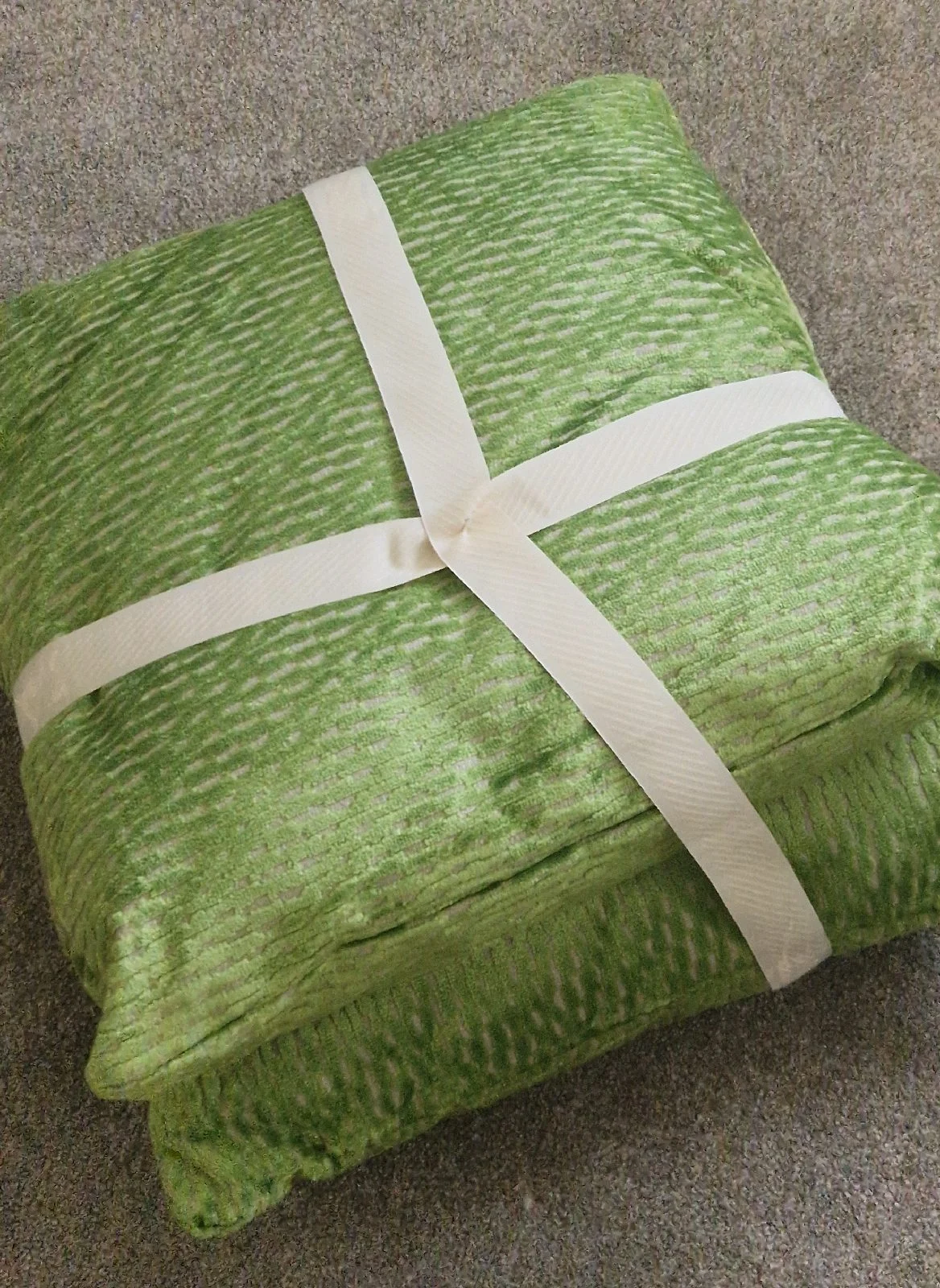 Pair of Large Laura A Lime Green Cushions 50 x 50