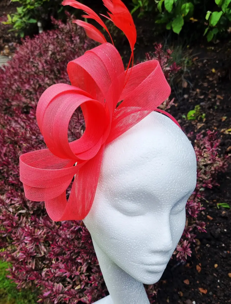 Coral Peach Fascinator Modern Design Weddings Races Garden Parties