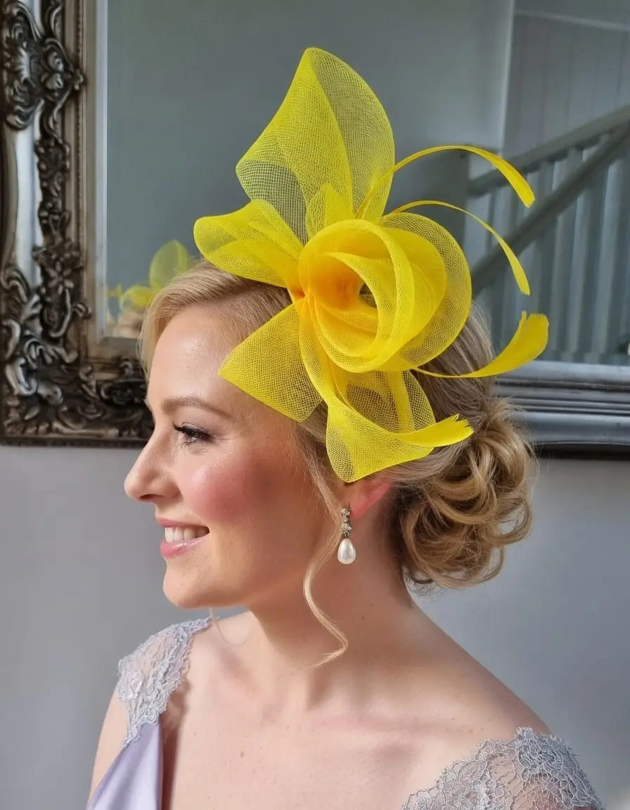 Sunshine Yellow Fascinator 💛 Headband Wedding Races Formal Hair