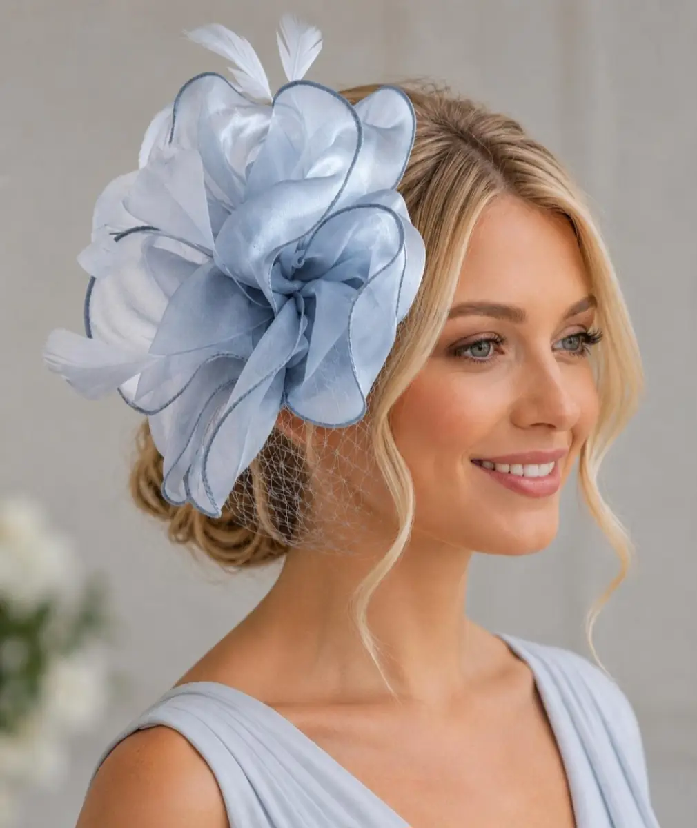 Dove Grey Silver Fascinator Modern Design Lightweight Headband