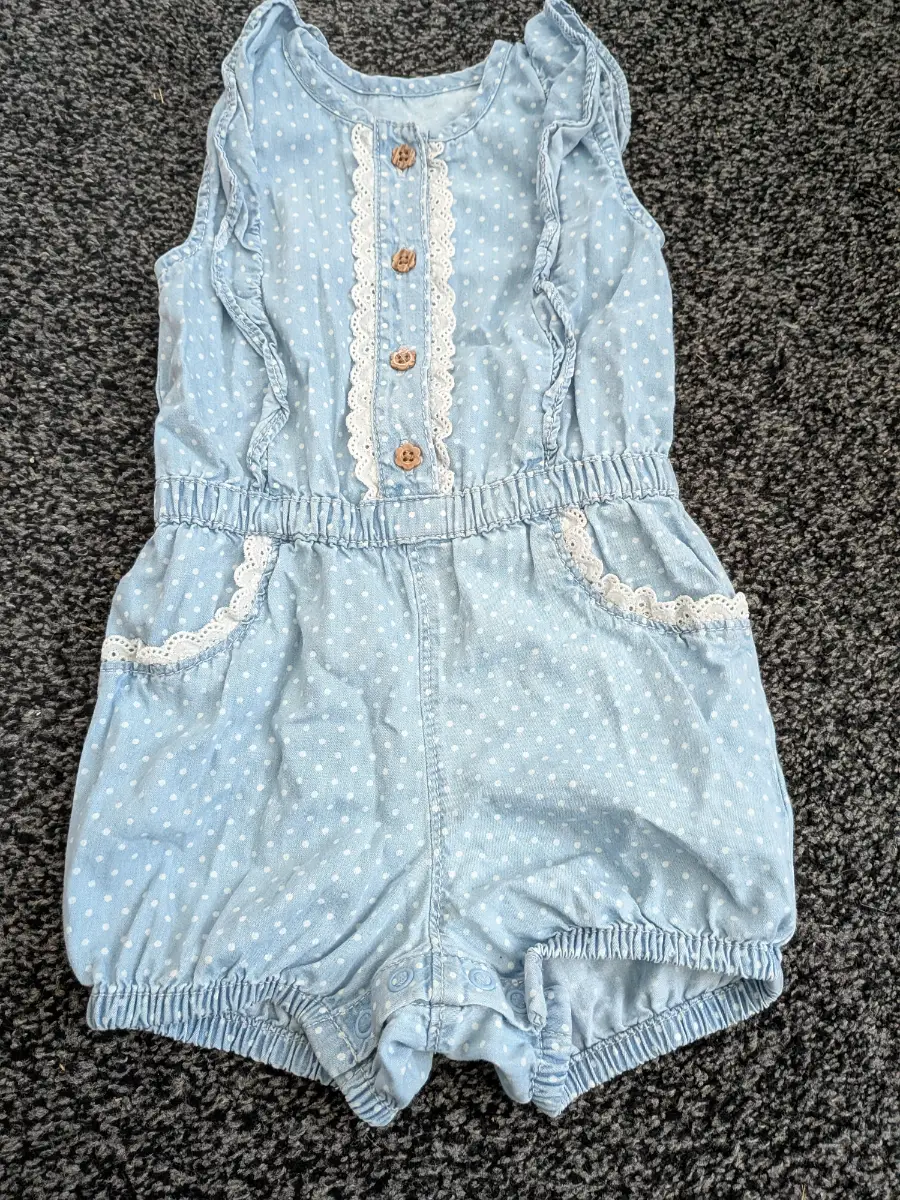 12-18 months baby girls blue summer romper