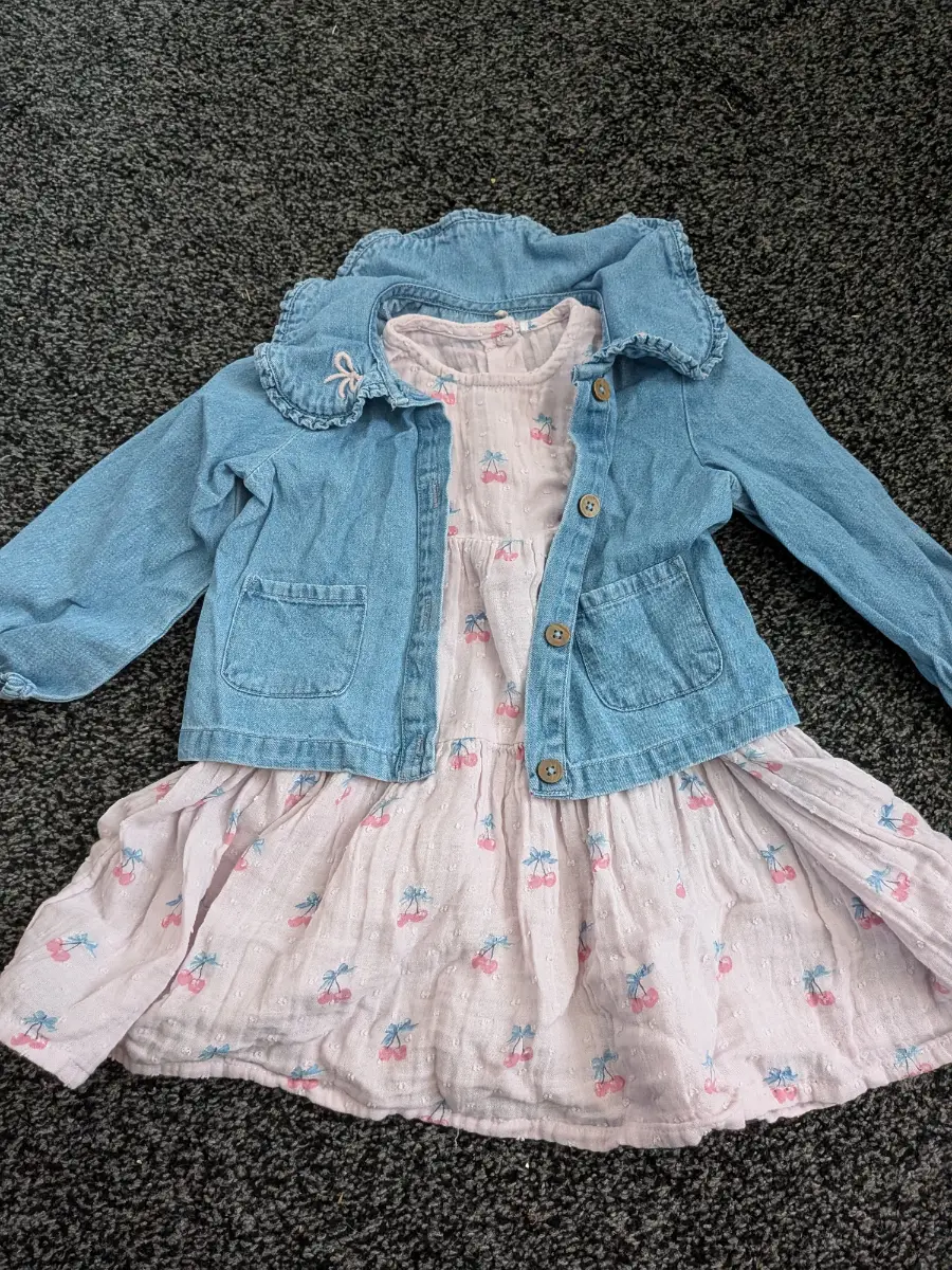 12-18 months girls dress and denim jacket set