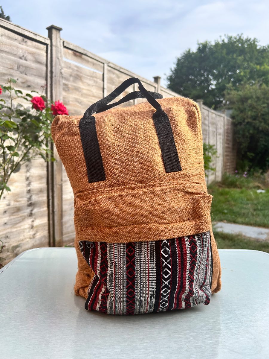 🎒 Handmade Himalayan Hemp Backpack – Ethically Made in Nepal