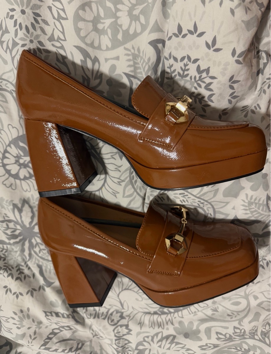 Chunky brown heels
