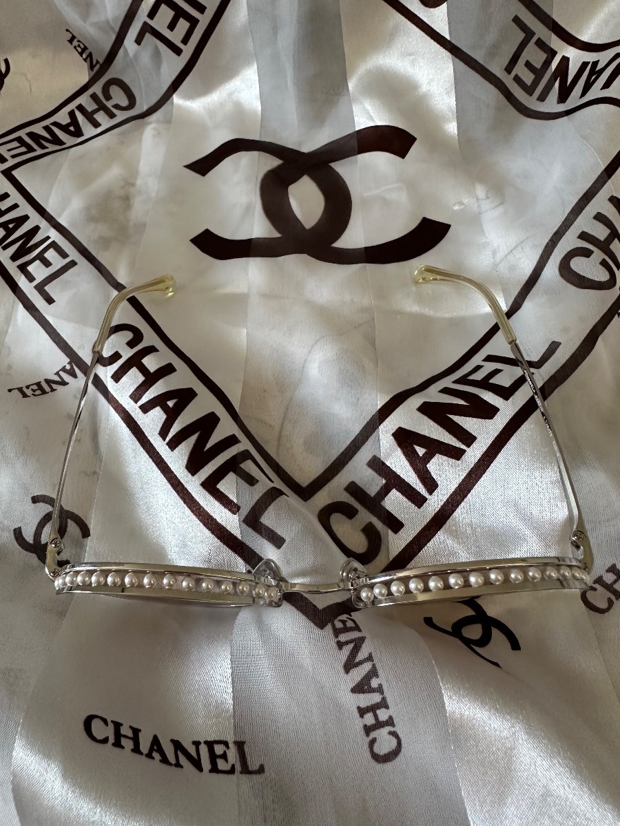 Chanel Pearl Silver Amber Round Metal Sunglasses 4247-H C.124/73 52□19 135 1N RRP £452