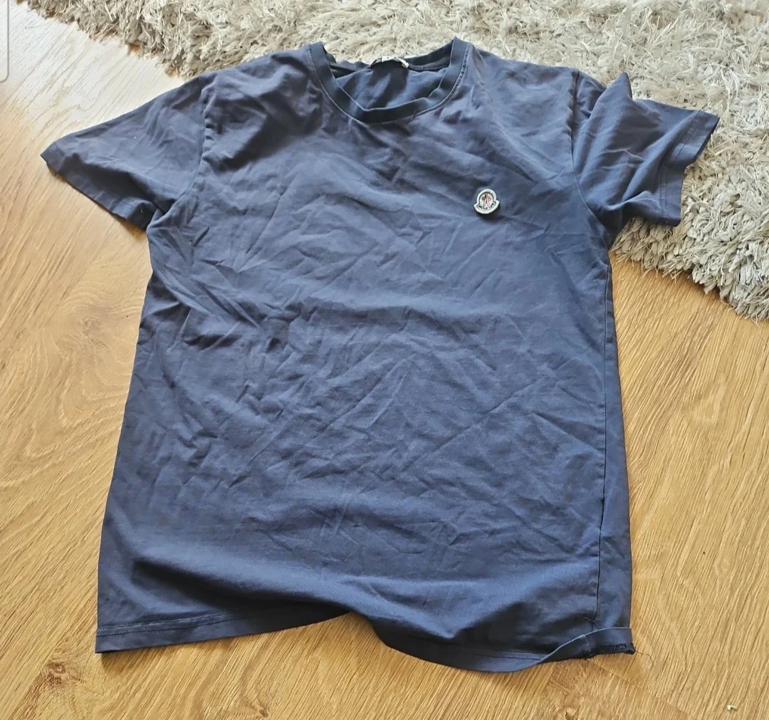 Mens Moncler T Shirt navy blue cotton top designer