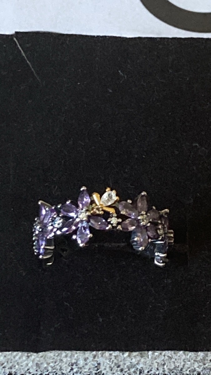 S925 Bridgerton lilac daisy & bee ring