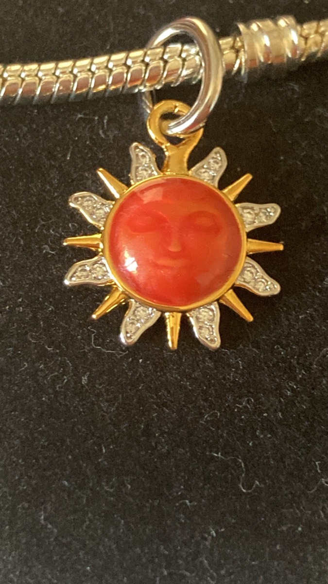 S925 gold colour sunshine with stones charm