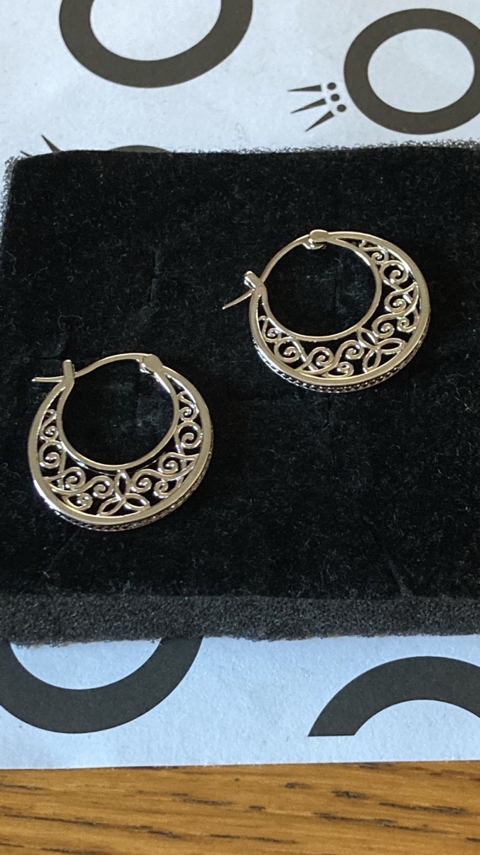 Silver 925 Celtic pattern hoop earrings