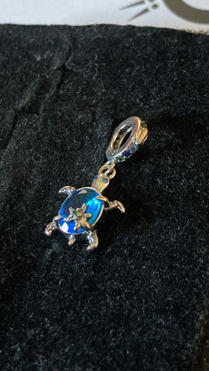S925 blue murano glass sea turtle charm