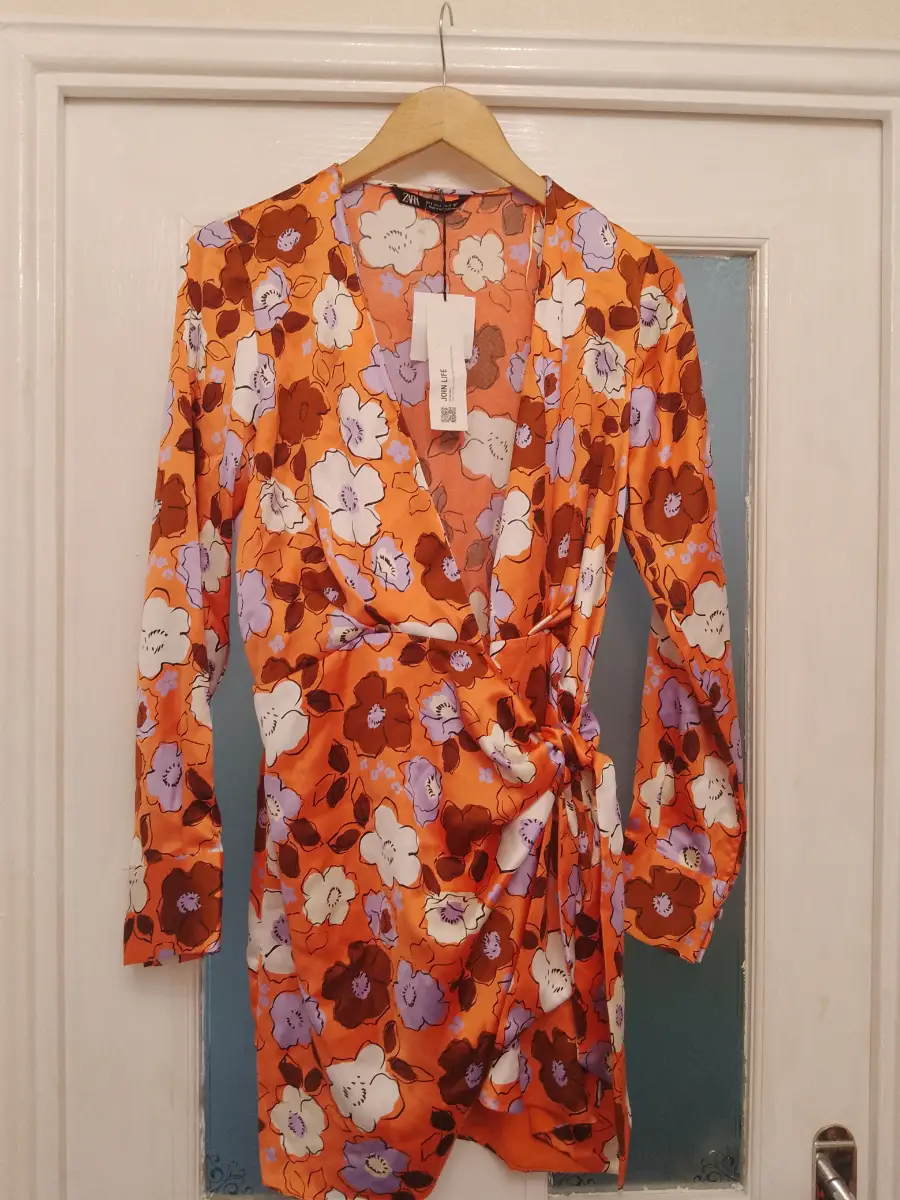 ZARA orange satin dress
