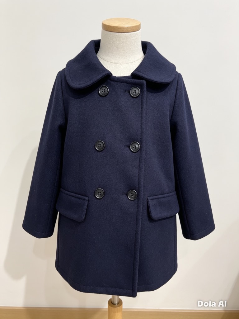 SHEIN Kids Navy Double‑Breasted Coat – Size 4–5 Years – Like New