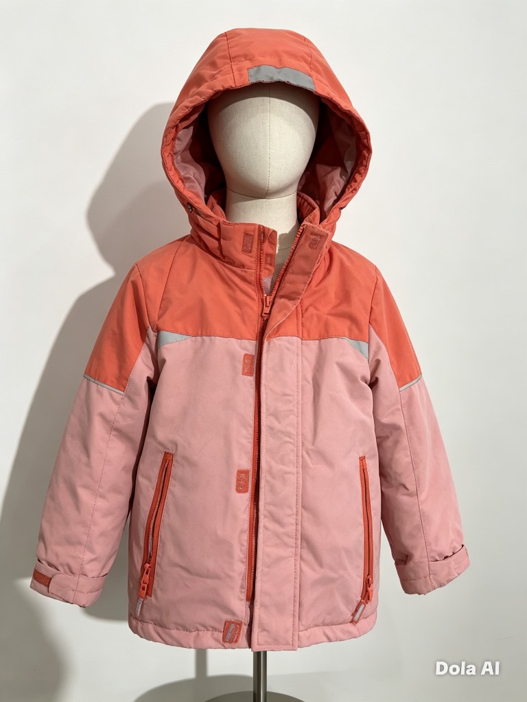 H&M Kids Waterproof Jacket – Size 4–5 Years – Pink/Orange