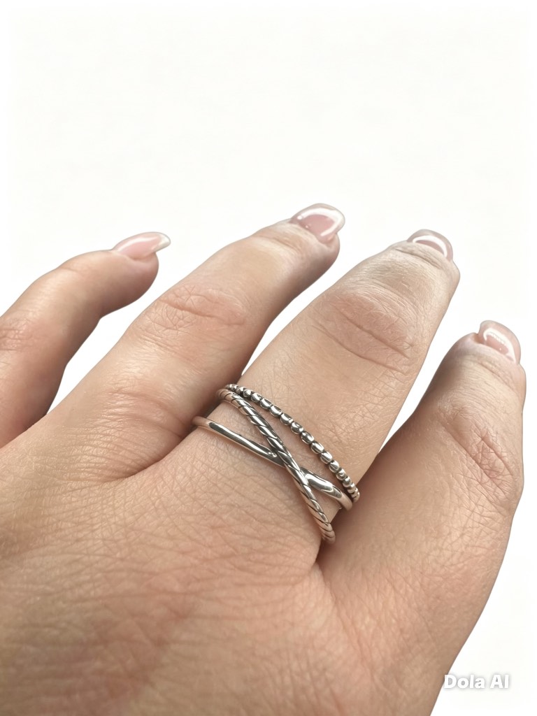 925 Sterling Silver Multi‑Band Ring – Size US 9 – Never Worn