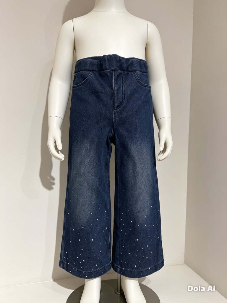 H&M Girls Sparkle Wide Leg Jeans – Size 3–4 Years – Good Used Condition