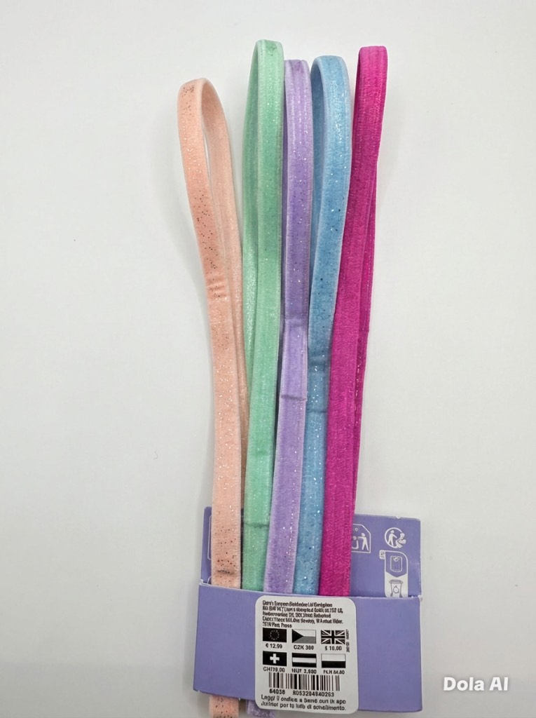 Pack of 5 Sparkly Velvet Headbands – Pastel & Bright Colours – New with Tags