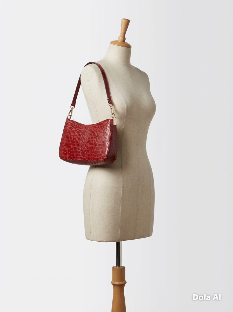 Accessories London Red Croc Effect Shoulder Bag – Worn Once / Like New