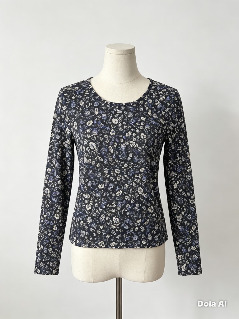 H&M Black Floral Long Sleeve Top – Size 4–6 Years – Good Used Condition