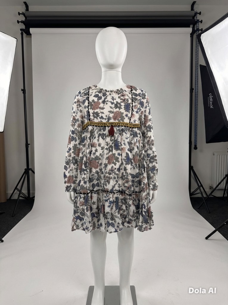 LFT Boho Floral Long Sleeve Dress – Size 4–5 Years – Excellent Used Condition