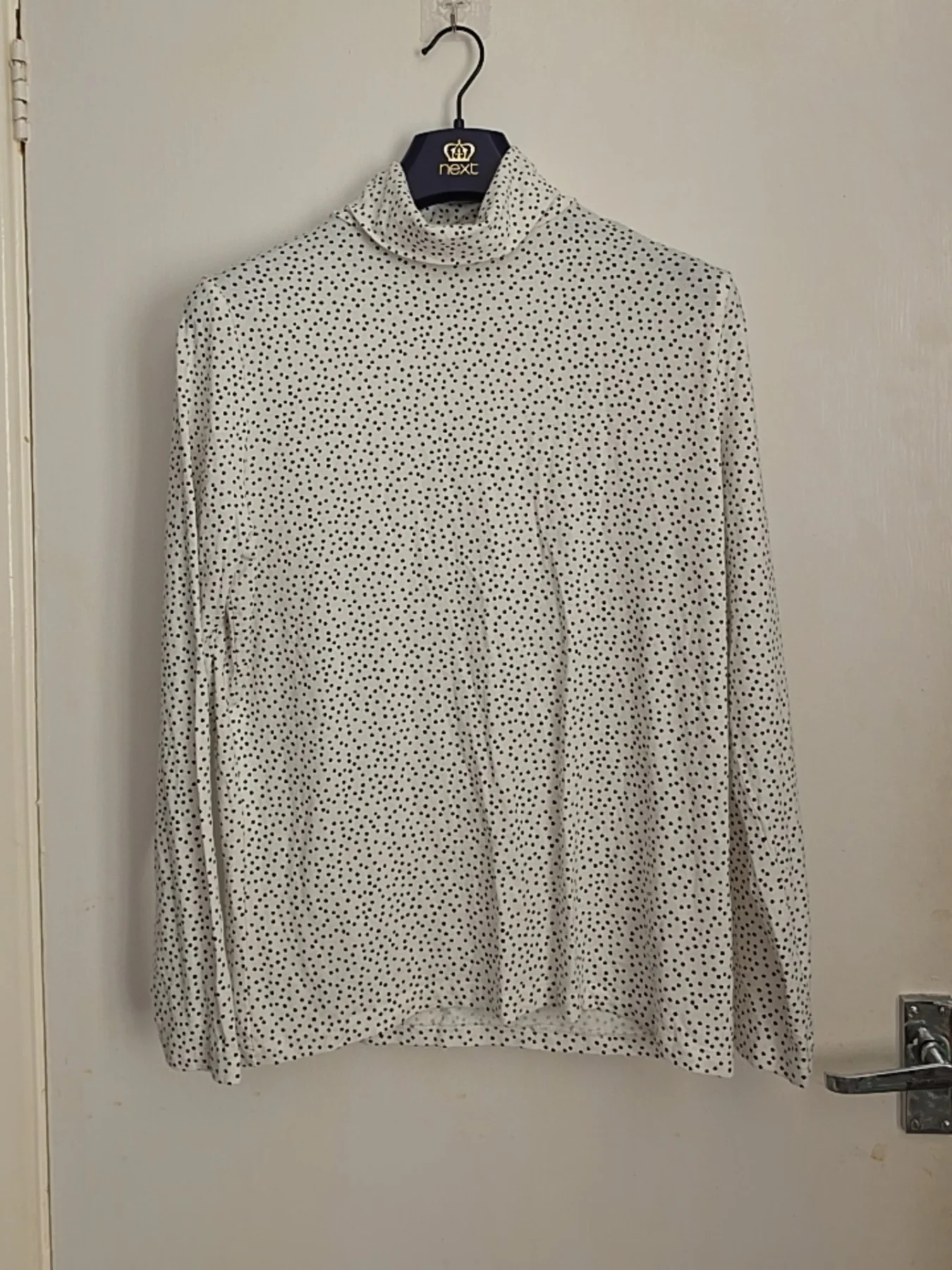 Tu Woman White Polka Dot Roll Neck Top — Size UK 16