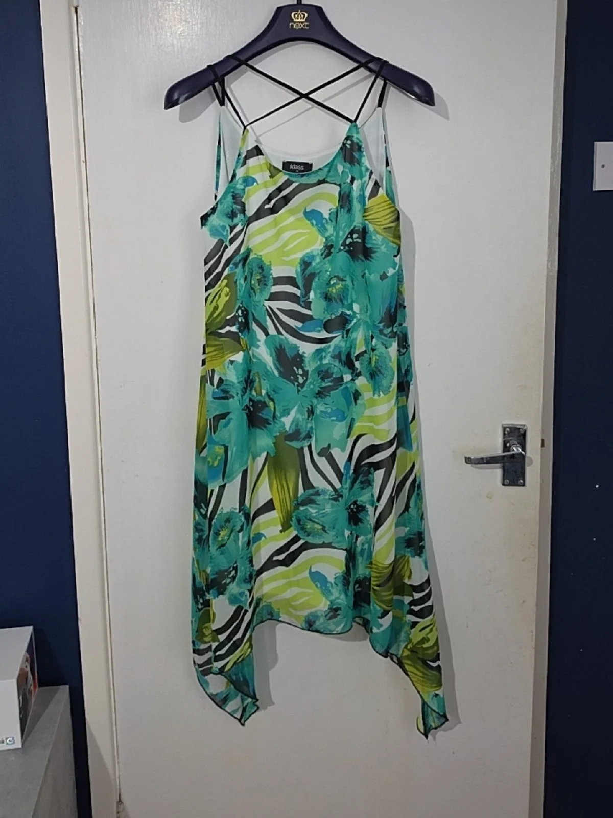 Klass Tropical Floral Hanky Hem Dress UK 10