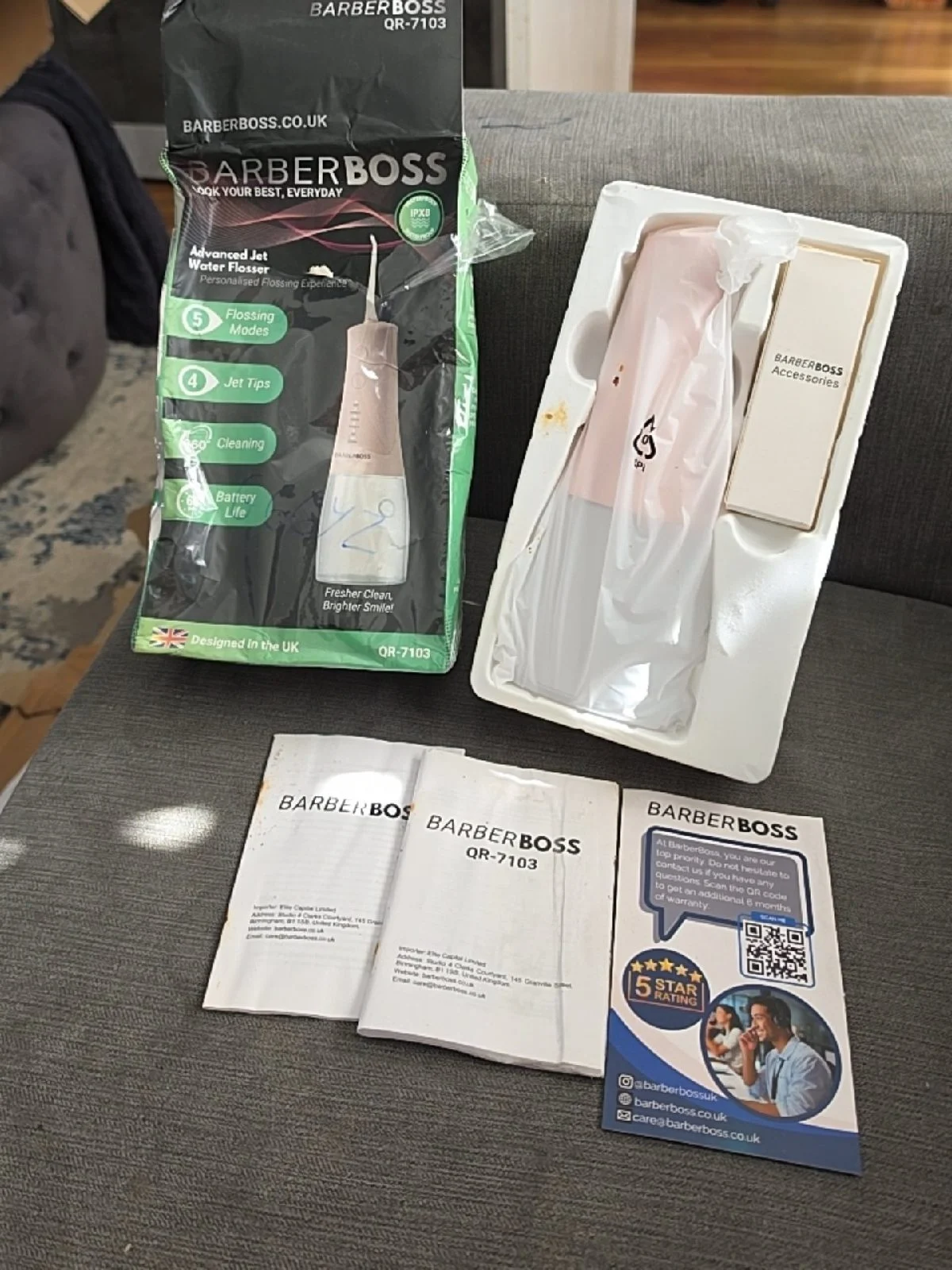 BarberBoss QR-7103 Advanced Jet Water Flosser – Pink