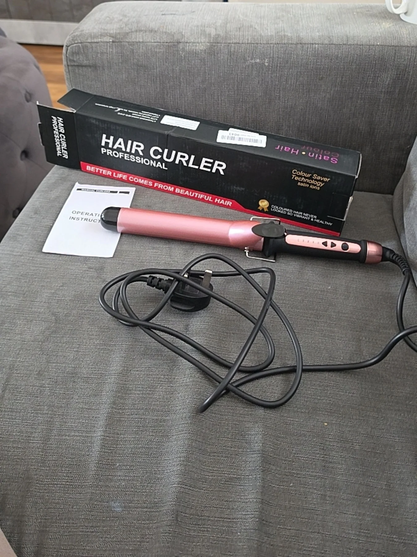 Professional Hair Curling Wand — Rose Gold, Adjustable Temp