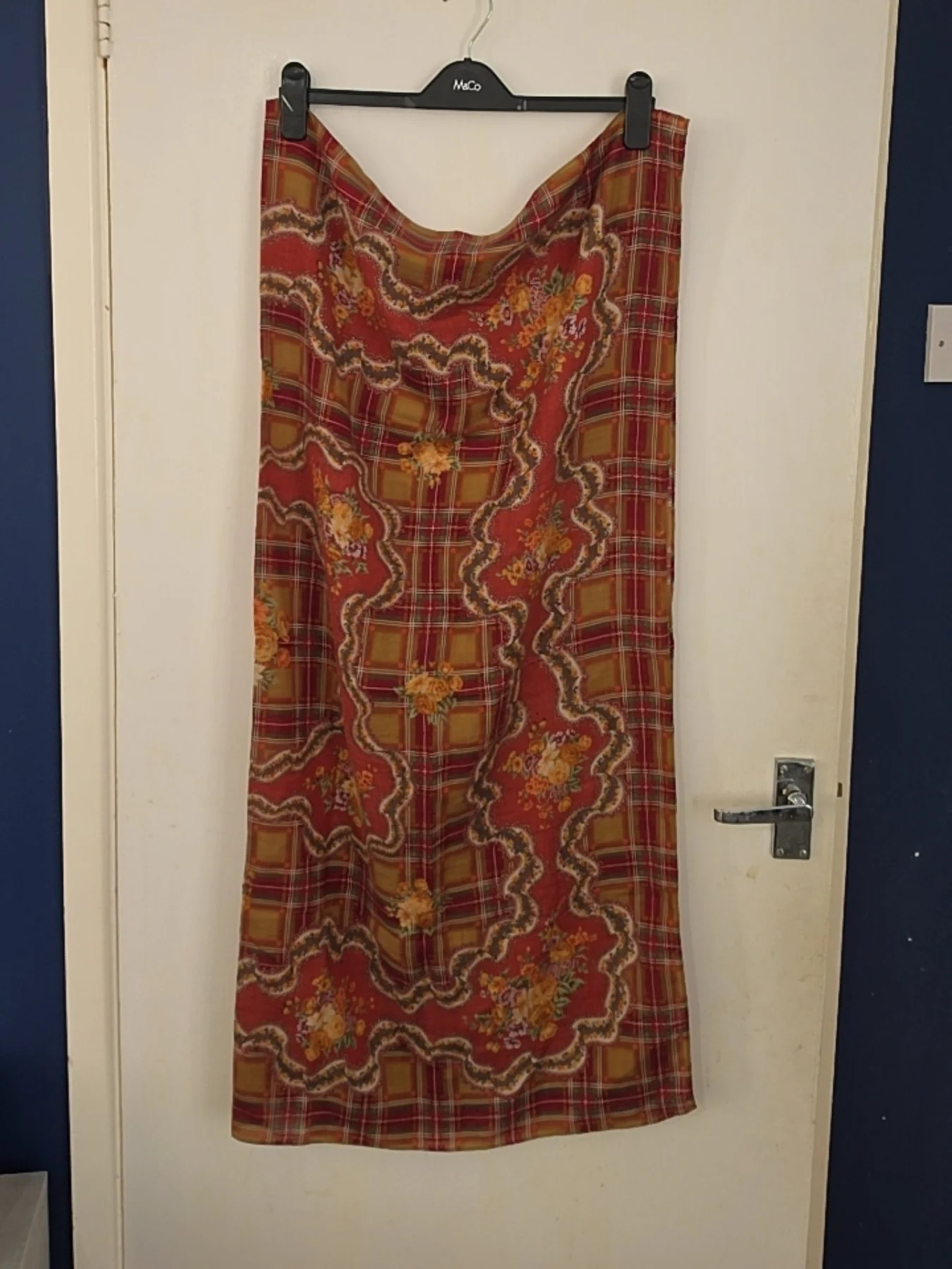 Vintage Floral Tartan — Convertible Maxi Skirt OR Large Scarf / Wrap