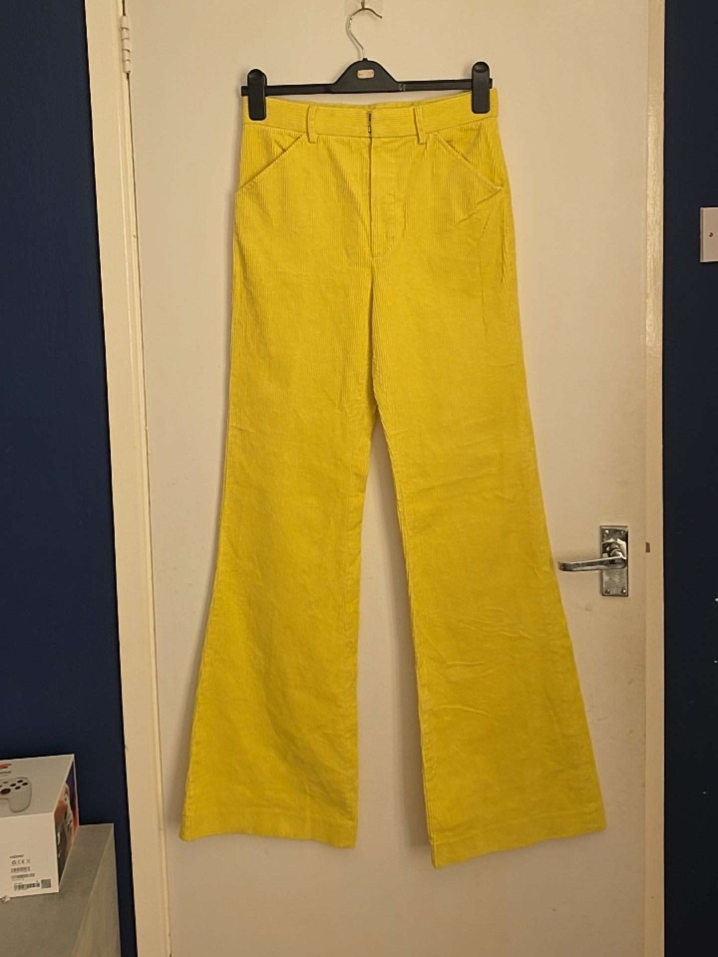 Massimo Dutti Yellow Corduroy Flare Trousers — Size UK 10
