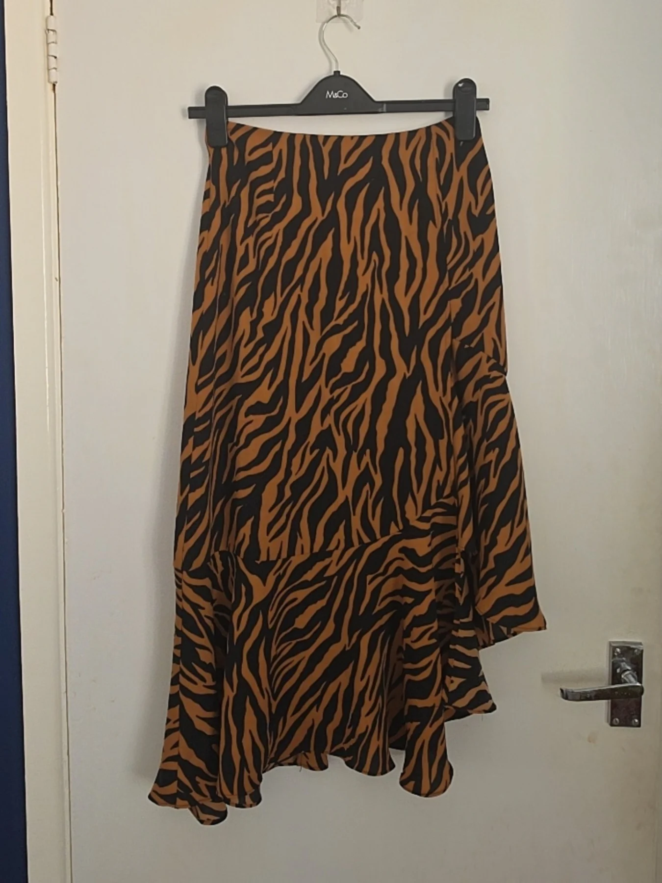 Nasty Gal Tiger Print Asymmetrical Midi Skirt — Size 4