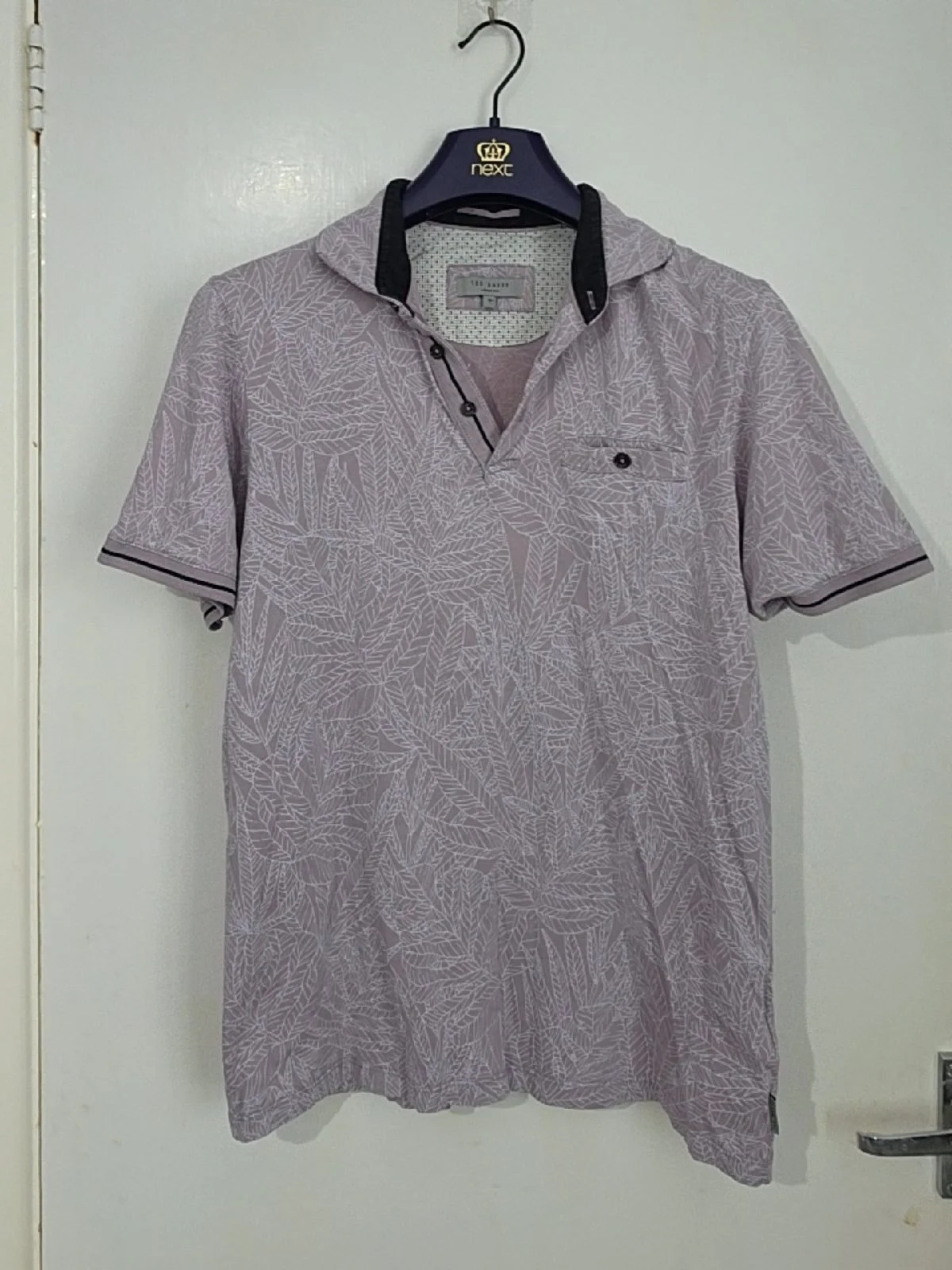 Ted Baker London Leaf Print Polo Shirt — Size 3 (Medium)