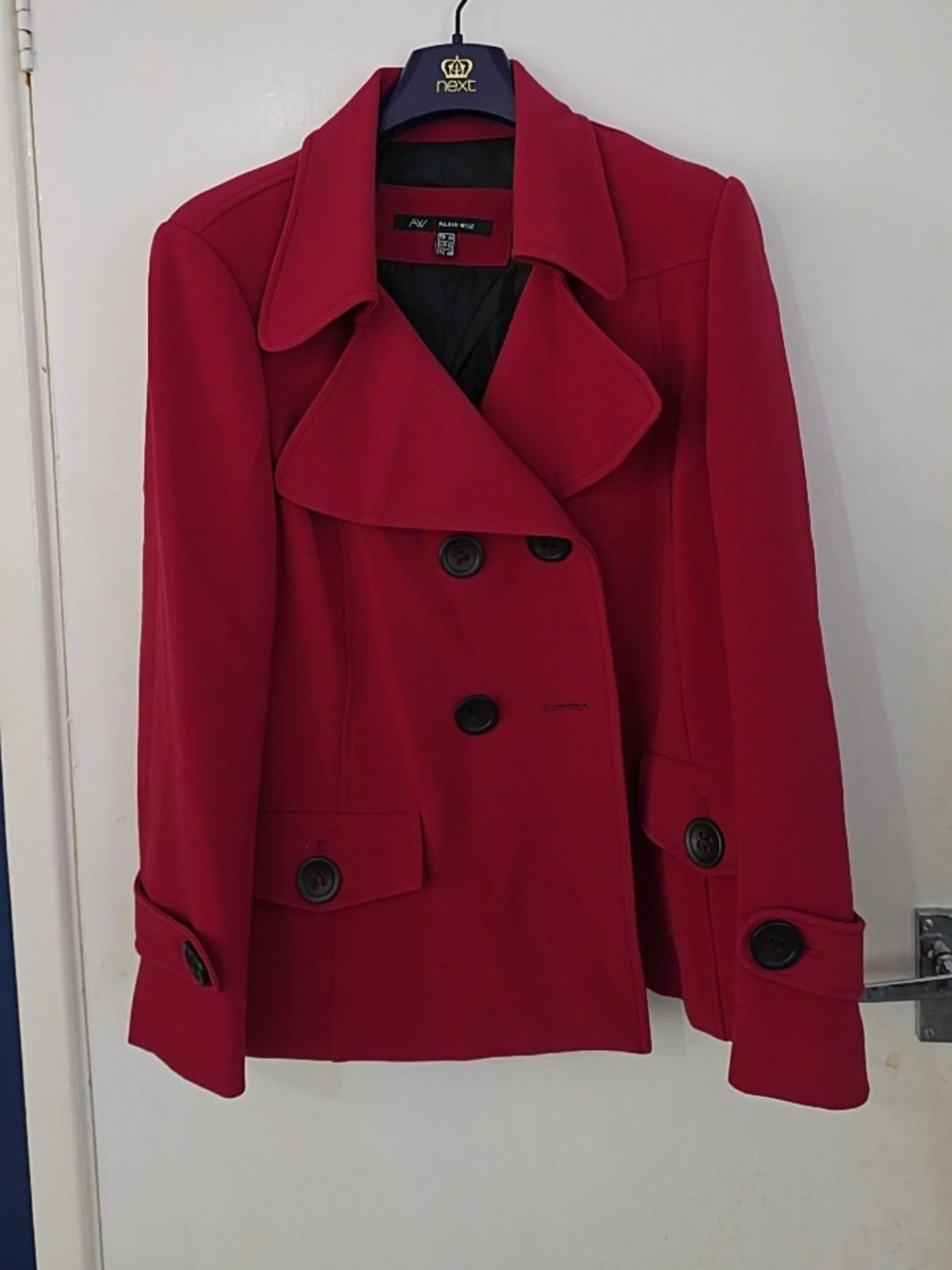 Alain Weiz Red Double-Breasted Short Coat — Size UK 16