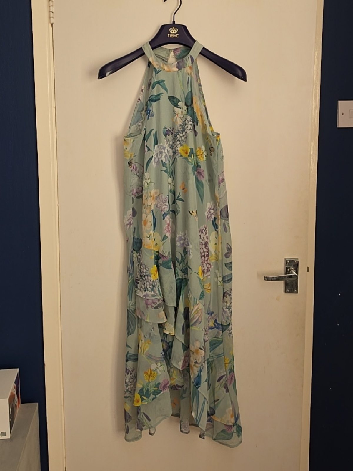 Lipsy London Sage Floral Halter Neck Midi Dress — Size UK 8