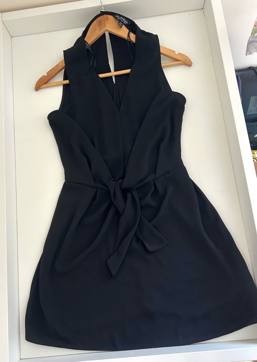 Miss Selfridge Black Tie-Front Halter Mini Dress | Size UK 10 VGC