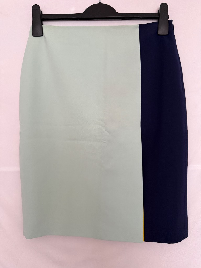 Boden Colourblock Pencil Skirt Mint Green Navy Blue UK 10