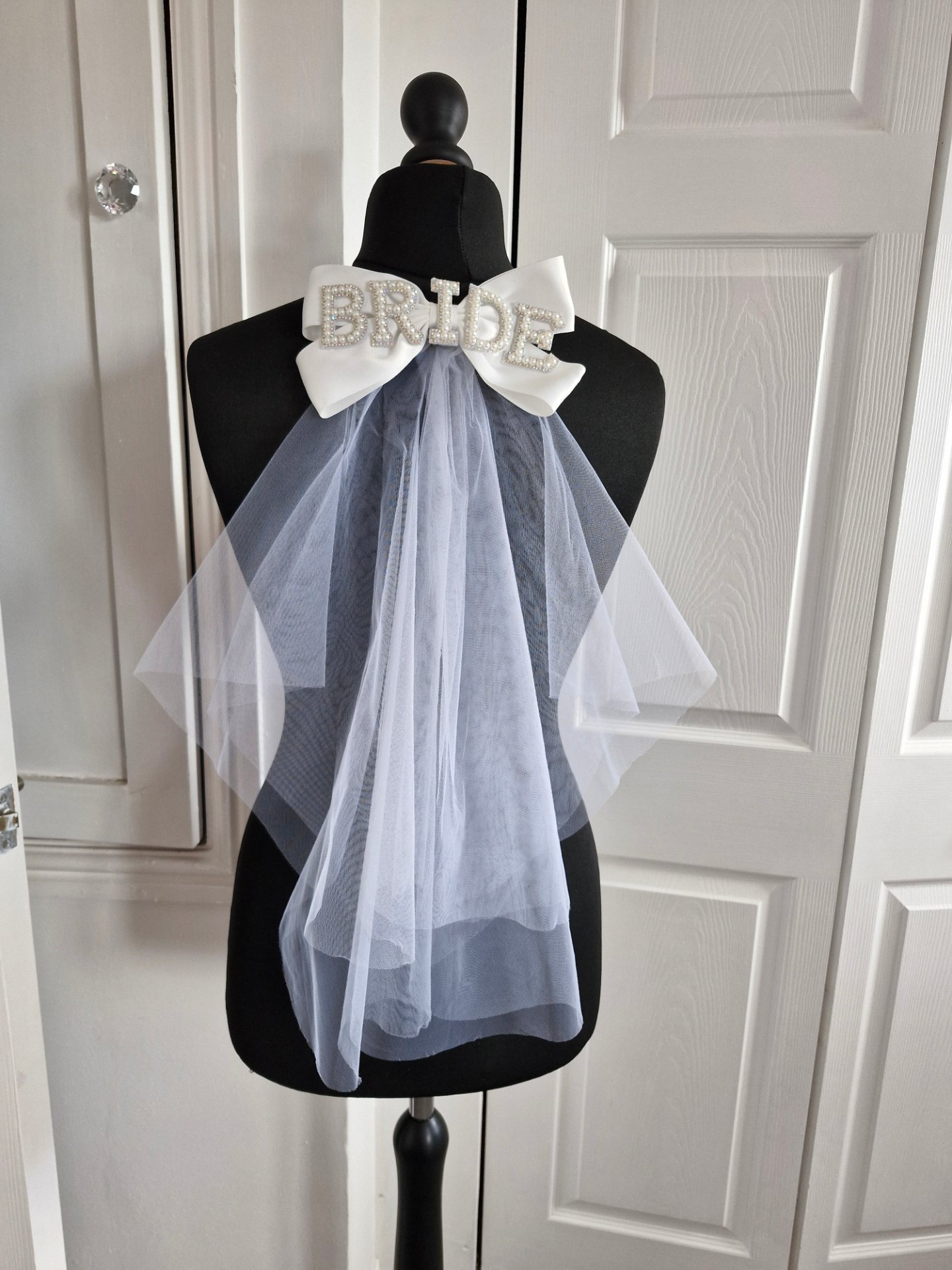 Bride Bow & Veil Hair Clip