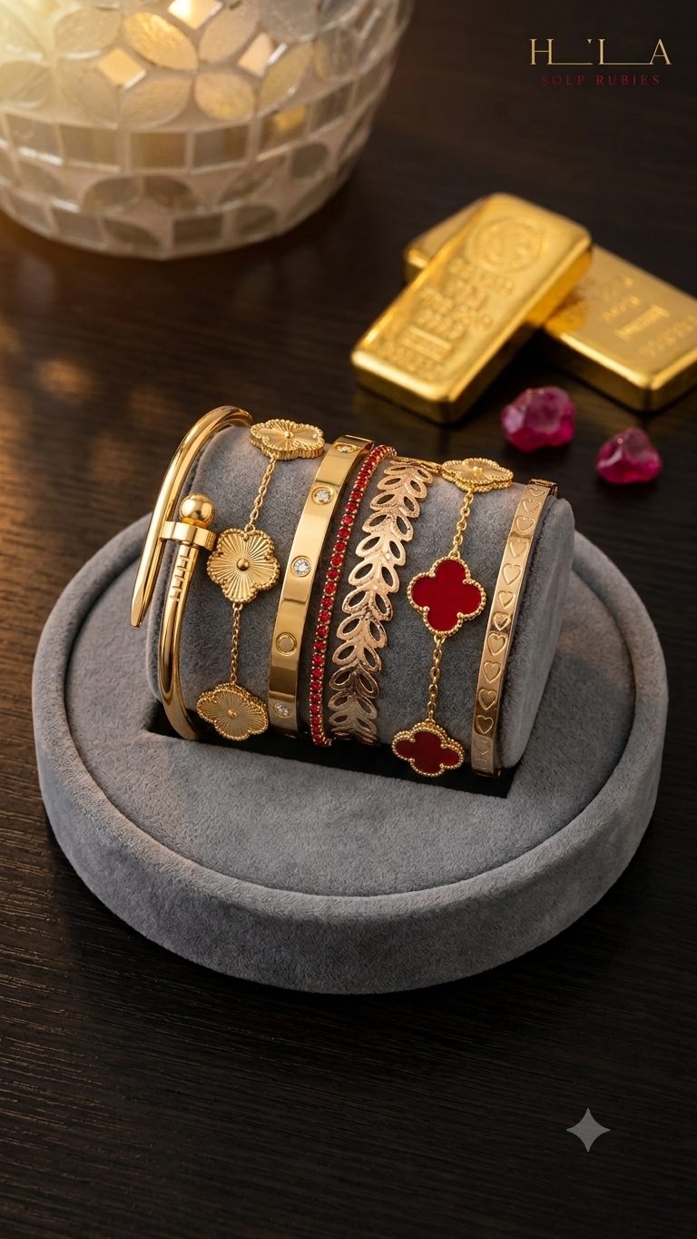 A set of 7 clover bracelet bangles mix