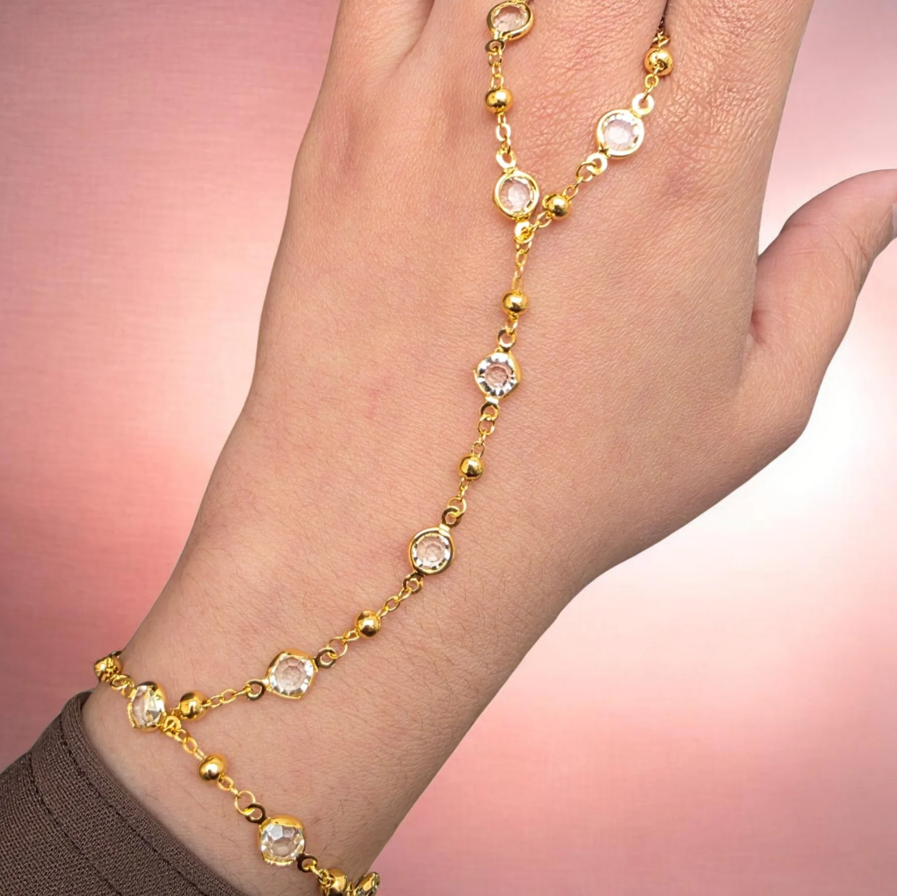 Cubic zirconia hand chain