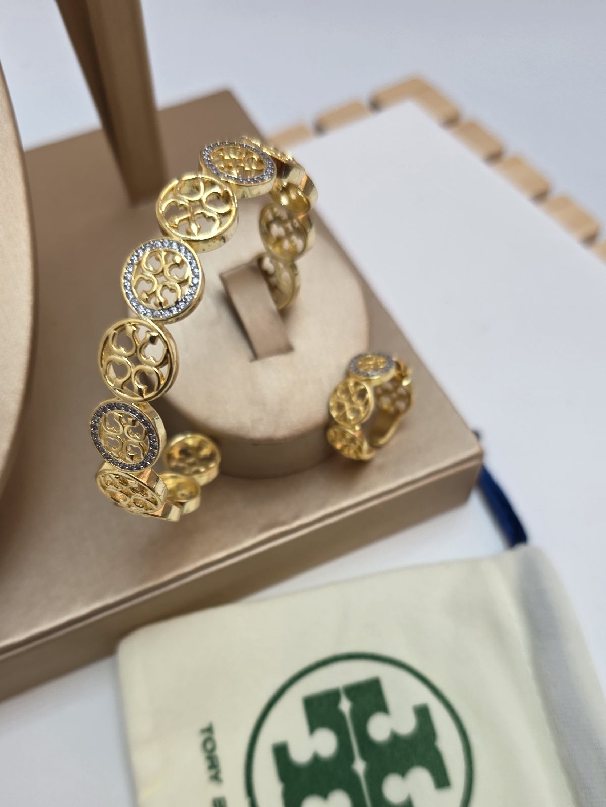Tory burch bangle and ring set with CZ