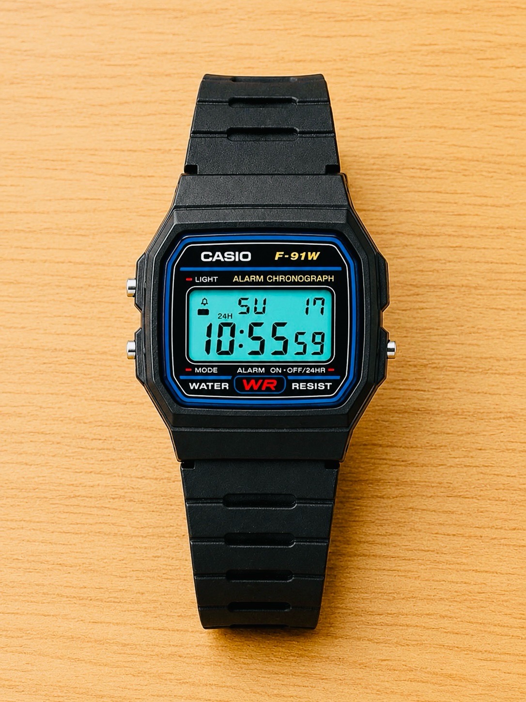 Casio F91w Mod Aqua green