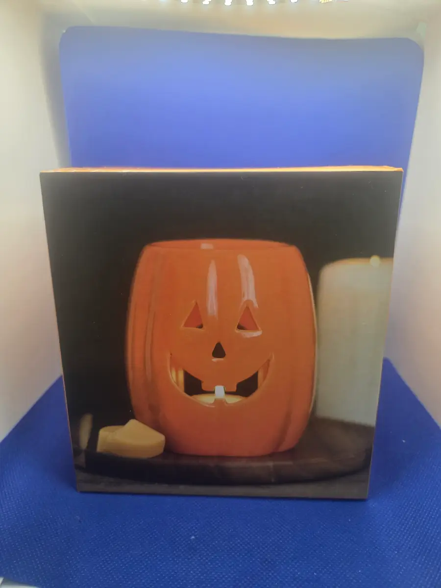 Glossy Ceramic Jack-O'- Lantern Wax Melter - Spooky Autumn Decor