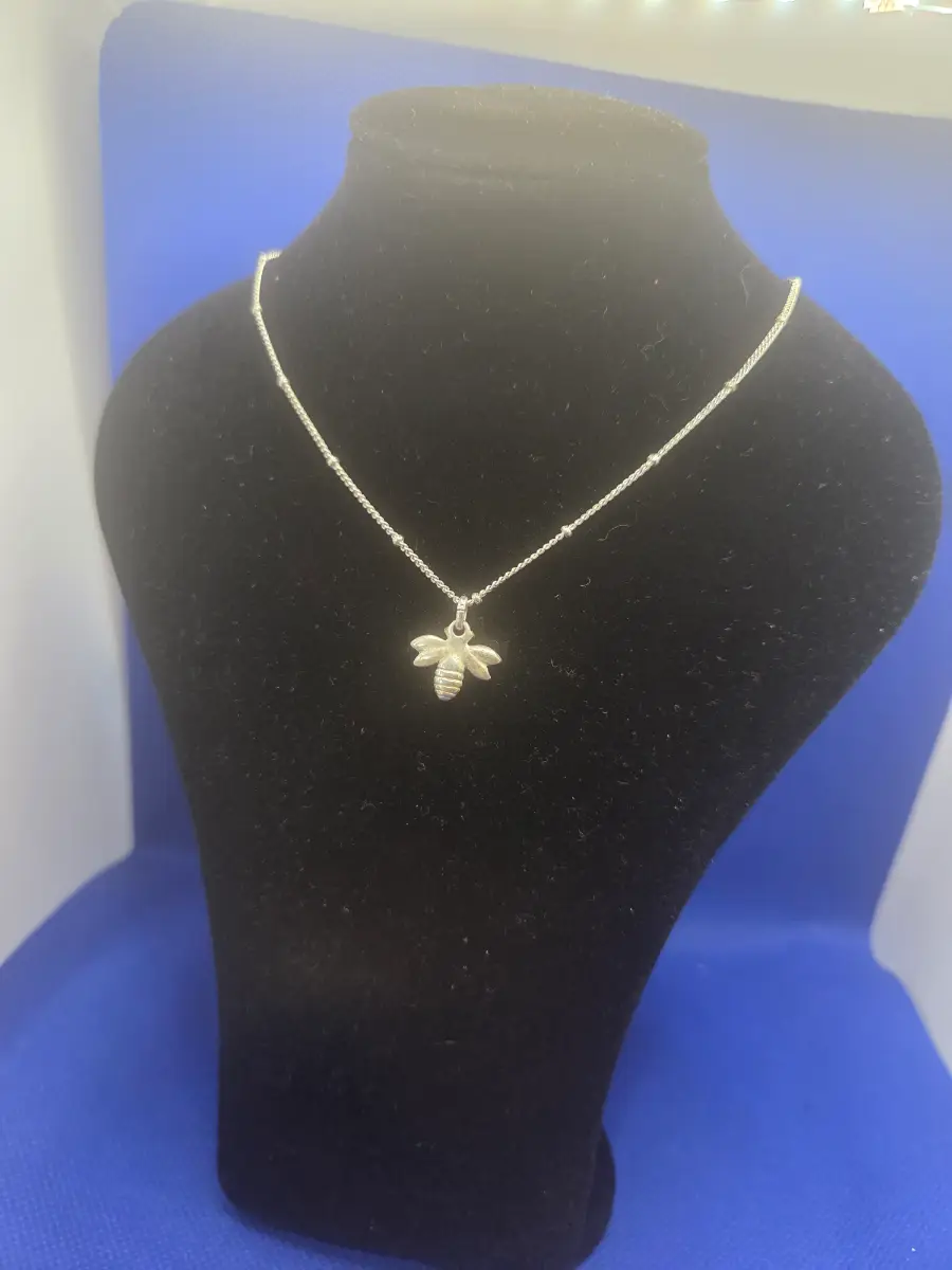 Silver Bee Charm Necklace