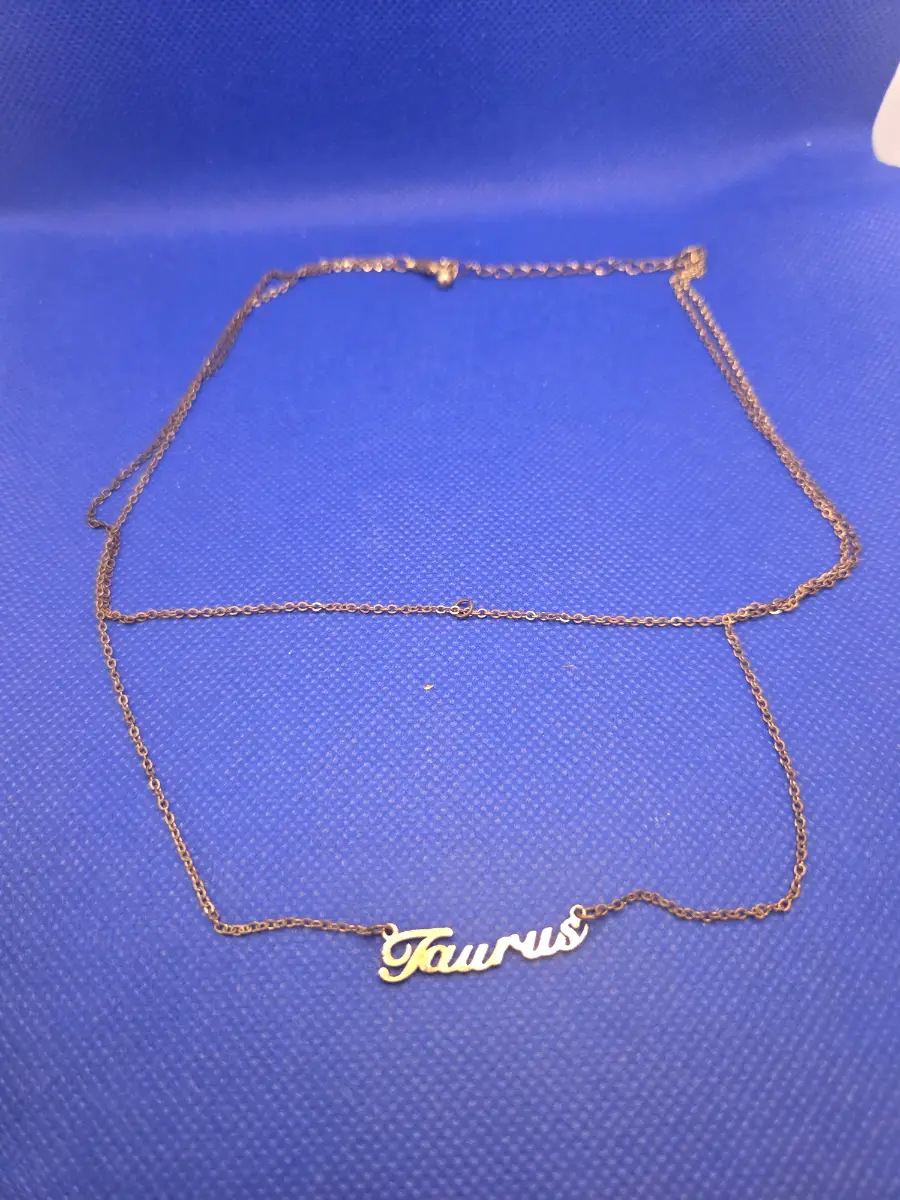 Gold-Tone Taurus Script Pendant Layered Neck