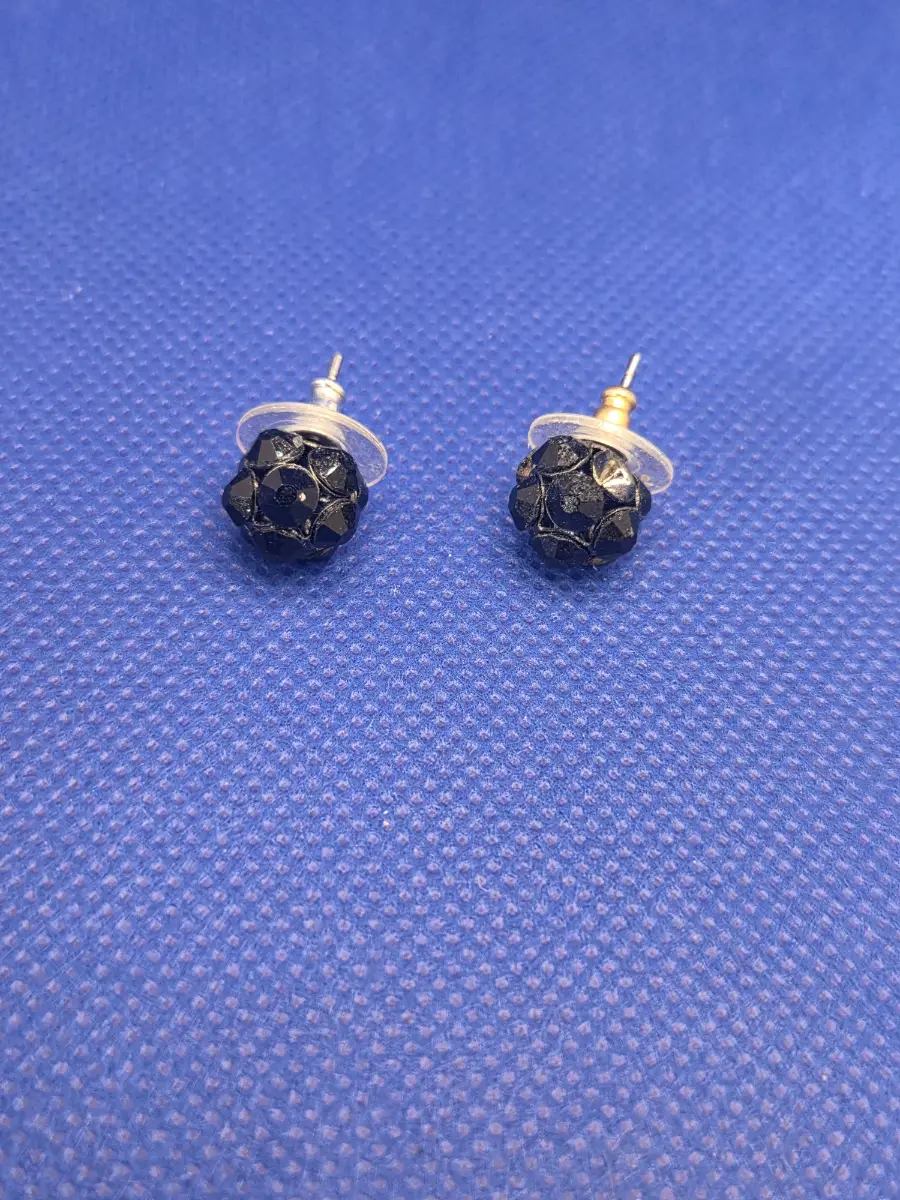 Gothic Shimmer Black Disco Ball Earrings Costume Jewelry