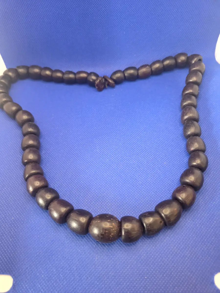 Dark Wooden Bead Necklace with Graduated Beads