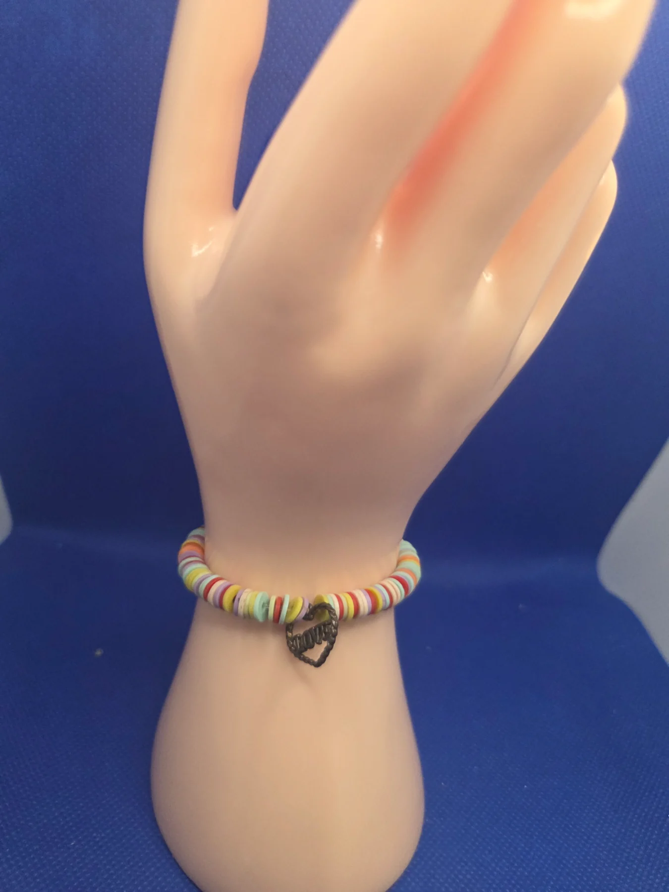 Pastel Vinyl Disc Bead "LOVE" Charm Bracelet