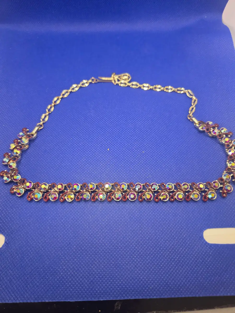Mid-Century AB Rhinestone Collar Necklace