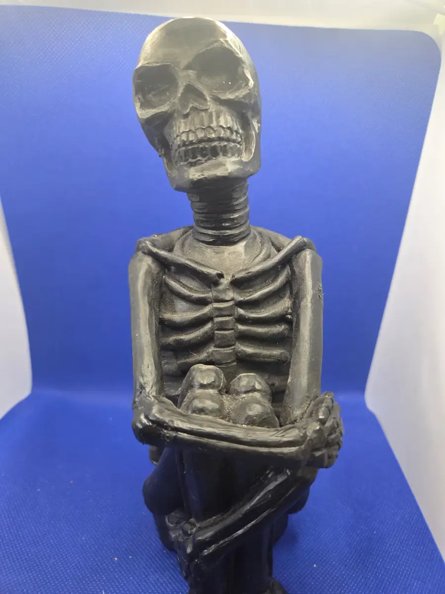 Black Kneeling Skeleton Figurine -Gothic Halloween Decor