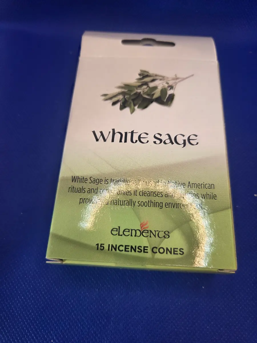 Elements White SAGE Incense Cones, 15 Pack